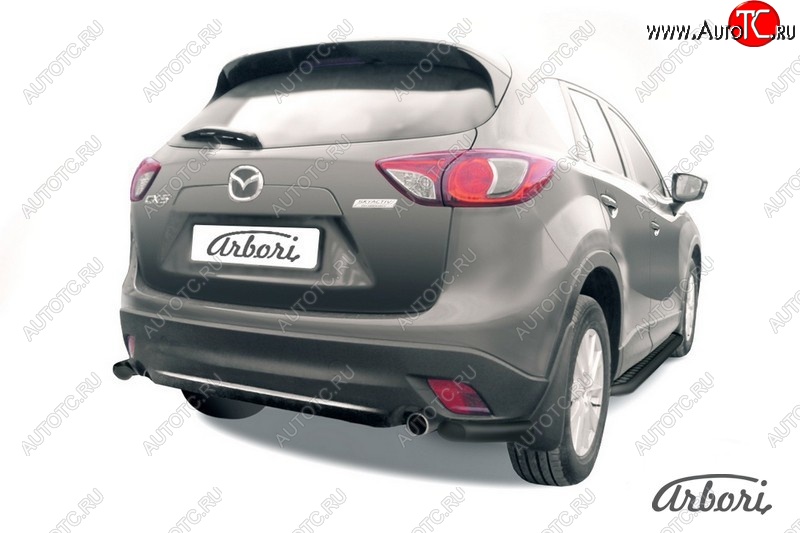 7 019 р. Защита заднего бампера Arbori (уголки, черная, 1 труба d57 mm). Mazda CX-5 KE дорестайлинг (2011-2014)  с доставкой в г. Екатеринбург