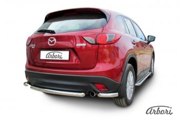 17 299 р. Защита заднего бампера Arbori (короткая, нержавейка, 1 труба d57 mm). Mazda CX-5 KE дорестайлинг (2011-2014)  с доставкой в г. Екатеринбург. Увеличить фотографию 2