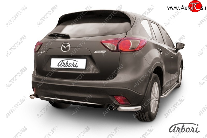 3 099 р. Защита заднего бампера Arbori (нержавейка, 1 труба d57 mm). Mazda CX-5 KE дорестайлинг (2011-2014)  с доставкой в г. Екатеринбург