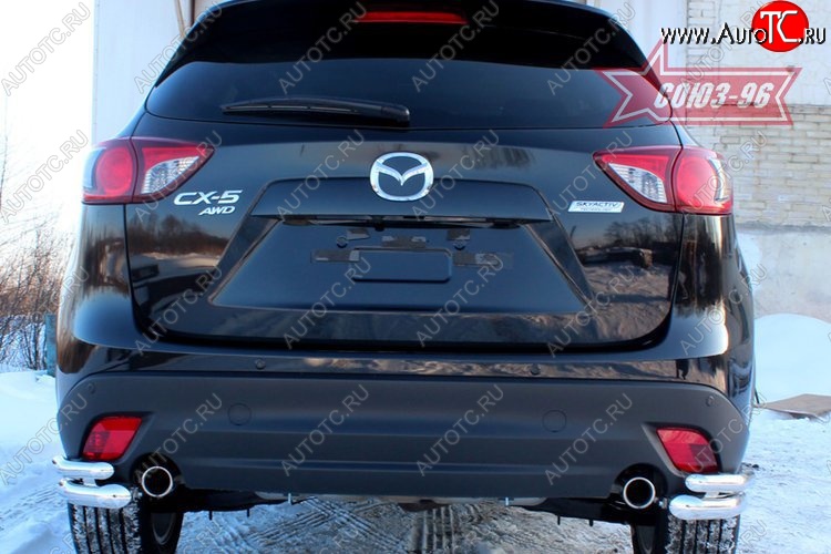 22 409 р. Защита заднего бампера из боковых уголков Souz-96 (d60/42) Mazda CX-5 KE дорестайлинг (2011-2014)  с доставкой в г. Екатеринбург