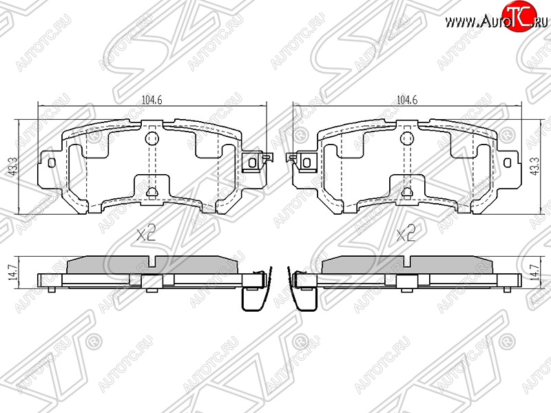 819 р. Колодки тормозные задние SAT   Mazda CX-5  KE (2011-2017) дорестайлинг, рестайлинг  с доставкой в г. Екатеринбург