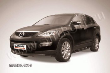 8 999 р. Защита переднего бампер Slitkoff  Mazda CX-9  TB (2007-2012) дорестайлинг, 1-ый рестайлинг (Цвет: серебристый)  с доставкой в г. Екатеринбург. Увеличить фотографию 1