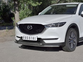 Защита переднего бампера (2 трубыØ42 мм, нержавейка) SLITKOFF Mazda CX-5 KF (2016-2025)