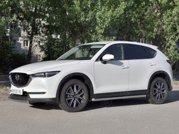 Защита переднего бампера из овальной трубы диаметром 75x42 мм Russtal Mazda CX-5 KF (2016-2024)