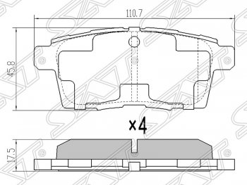 819 р. Колодки тормозные задние SAT  Mazda CX-7  ER - MPV  LY  с доставкой в г. Екатеринбург. Увеличить фотографию 1