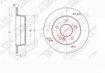 1 499 р. Задний тормозной диск SAT (не вентилируемый, d258 мм) Mercedes-Benz C-Class S202 дорестайлинг универсал (1992-1997)  с доставкой в г. Екатеринбург. Увеличить фотографию 1