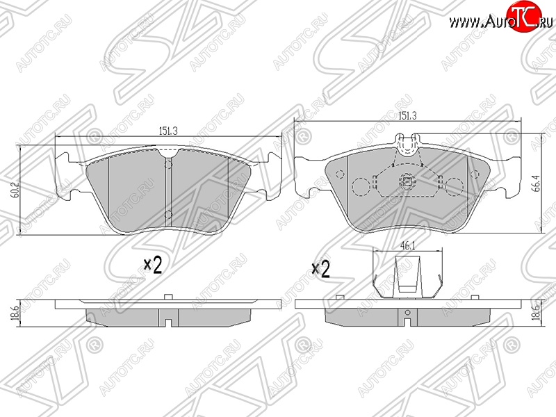 1 449 р. Колодки тормозные передние SAT  Mercedes-Benz C-Class  W202 - E-Class  W210  с доставкой в г. Екатеринбург