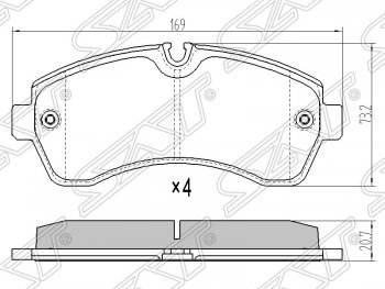 1 439 р. Колодки тормозные SAT (передние)  Mercedes-Benz Sprinter  W906 (2006-2013)  с доставкой в г. Екатеринбург. Увеличить фотографию 1