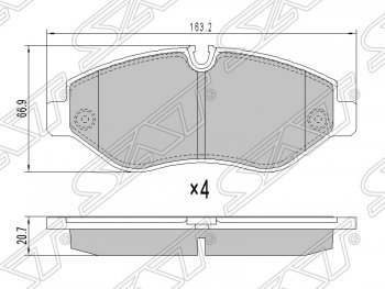 Колодки тормозные SAT (передние) Mercedes-Benz (Мерседес-Бенс) Sprinter (Спринтер)  W906 (2006-2013) W906