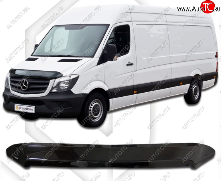 1 899 р. Дефлектор капота CA-Plastiс  Mercedes-Benz Sprinter  W906 (2014-2018) рестайлинг (Classic черный, Без надписи)  с доставкой в г. Екатеринбург