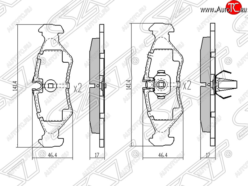 929 р. Колодки тормозные задние SAT Mercedes-Benz Sprinter W905 рестайлинг (2000-2006)  с доставкой в г. Екатеринбург