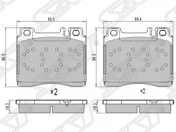 1 169 р. Колодки тормозные SAT (передние)  Mercedes-Benz E-Class ( W124,  S124) - S class  W140  с доставкой в г. Екатеринбург. Увеличить фотографию 1