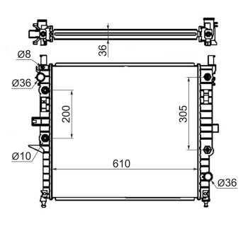 Радиатор двигателя SAT (пластинчатый, 2.3/3.2/3.5/4.3/5.0, МКПП/АКПП) Mercedes-Benz ML class W163 дорестайлинг (1997-2001)