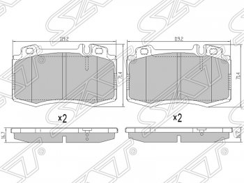 1 439 р. Колодки тормозные SAT (передние)  Mercedes-Benz ML class  W163 (1997-2001) дорестайлинг  с доставкой в г. Екатеринбург. Увеличить фотографию 1