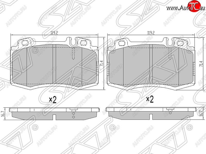 1 439 р. Колодки тормозные SAT (передние)  Mercedes-Benz ML class  W163 (1997-2001) дорестайлинг  с доставкой в г. Екатеринбург