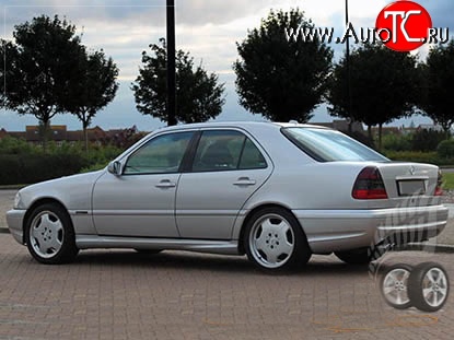 8 299 р. Пороги накладки AMG Mercedes-Benz C-Class W202 дорестайлинг седан (1993-1997) (Неокрашенные)  с доставкой в г. Екатеринбург