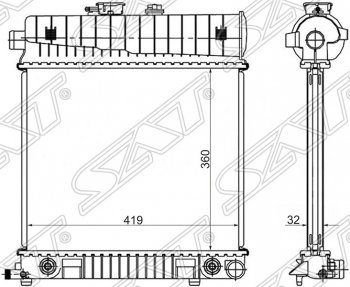 Радиатор двигателя (пластинчатый, 1.8/2.0/2.3, МКПП/АКПП) SAT Mercedes-Benz C-Class W202 дорестайлинг седан (1993-1997)