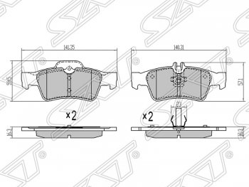 1 149 р. Колодки тормозные задние SAT Mercedes-Benz E-Class W211 дорестайлинг седан (2002-2006)  с доставкой в г. Екатеринбург. Увеличить фотографию 1