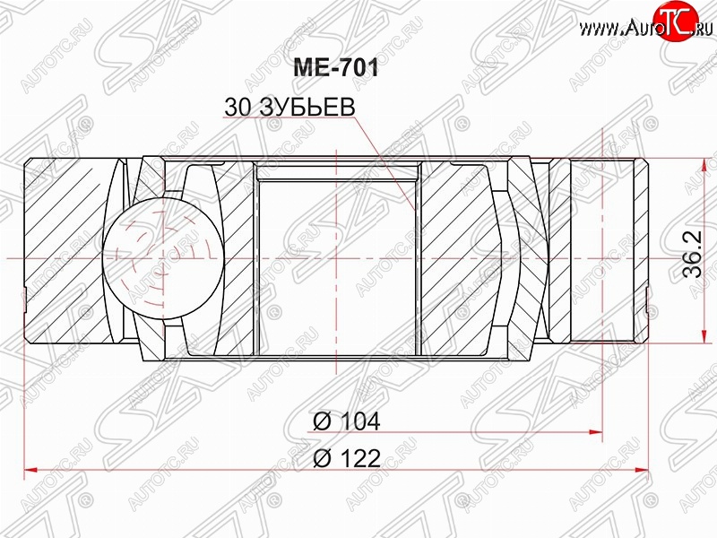 2 469 р. Шрус (внутренний) SAT (30*122 мм)  Mercedes-Benz Vito  W638 (1996-2003)  с доставкой в г. Екатеринбург