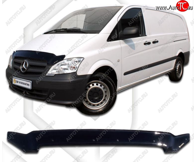 1 839 р. Дефлектор капота CA-Plastiс  Mercedes-Benz Vito  W639 (2010-2014) рестайлинг (Classic черный, Без надписи)  с доставкой в г. Екатеринбург