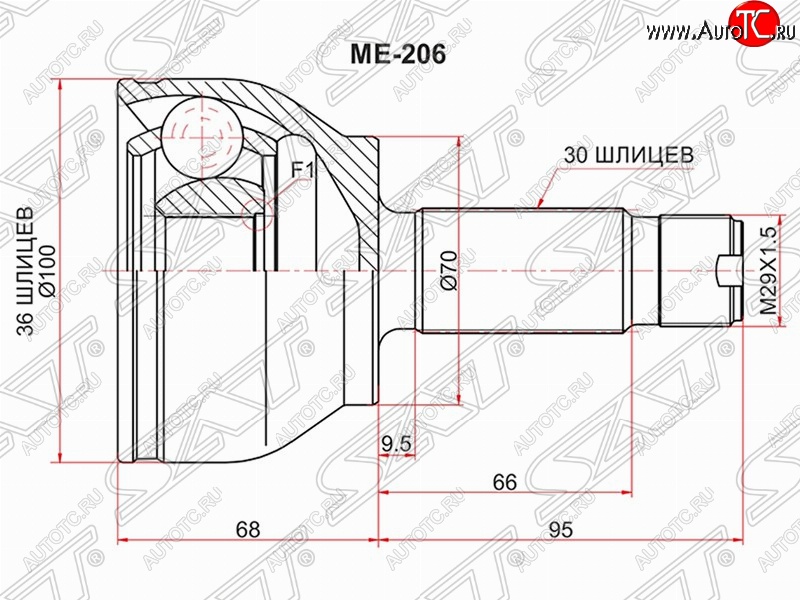 2 399 р. Шрус (наружный) SAT (36*30*70 мм)  Mercedes-Benz Vito  W639 (2003-2014) дорестайлинг, рестайлинг  с доставкой в г. Екатеринбург