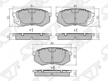 1 849 р. Колодки тормозные SAT (передние)  Mitsubishi centre typ 6 (1993-2002)  с доставкой в г. Екатеринбург. Увеличить фотографию 1