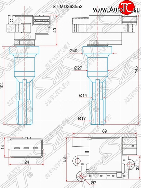 1 359 р. Катушка зажигания SAT  Mitsubishi Airtek - Outlander  CU  с доставкой в г. Екатеринбург