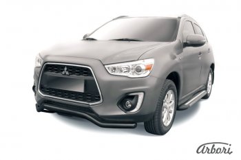 8 279 р. Защита переднего бампера Arbori (волна, черная, 1 труба d57 mm). Mitsubishi ASX 1-ый рестайлинг (2013-2016)  с доставкой в г. Екатеринбург. Увеличить фотографию 1