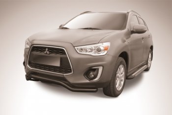 12 399 р. Защита переднего бампера d57 Slitkoff  Mitsubishi ASX (2013-2016) 1-ый рестайлинг (Цвет: серебристый)  с доставкой в г. Екатеринбург. Увеличить фотографию 1