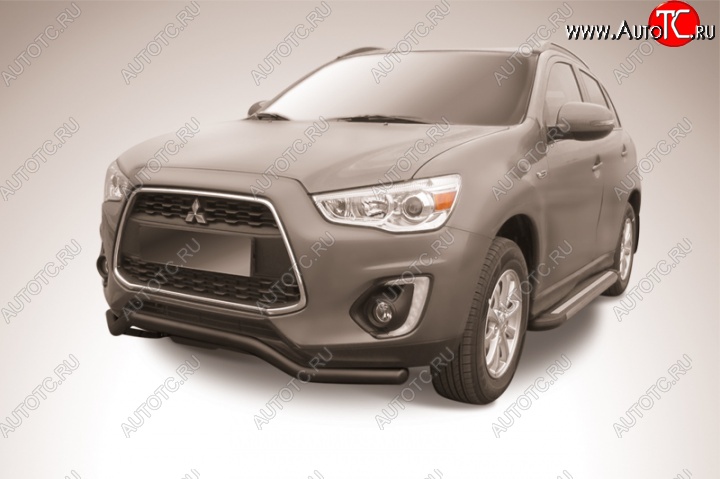 12 399 р. Защита переднего бампера d57 Slitkoff  Mitsubishi ASX (2013-2016) 1-ый рестайлинг (Цвет: серебристый)  с доставкой в г. Екатеринбург