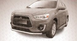 16 449 р. Одинарная защита переднего бампера диаметром 76 мм Slitkoff Mitsubishi ASX 1-ый рестайлинг (2013-2016) (Цвет: нержавеющая полированная сталь)  с доставкой в г. Екатеринбург. Увеличить фотографию 1