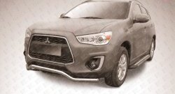 17 699 р. Фигурная защита переднего бампера диаметром 57 мм Slitkoff Mitsubishi ASX 1-ый рестайлинг (2013-2016) (Нержавейка, Полированная)  с доставкой в г. Екатеринбург. Увеличить фотографию 1