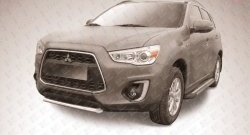 13 999 р. Защита переднего бампера из короткой трубы диаметром 57 мм Slitkoff  Mitsubishi ASX (2013-2016) 1-ый рестайлинг (Нержавейка, Полированная)  с доставкой в г. Екатеринбург. Увеличить фотографию 1