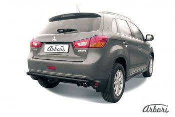 Защита заднего бампера Arbori (черная, 1 труба d57 mm). Mitsubishi ASX 1-ый рестайлинг (2013-2016)