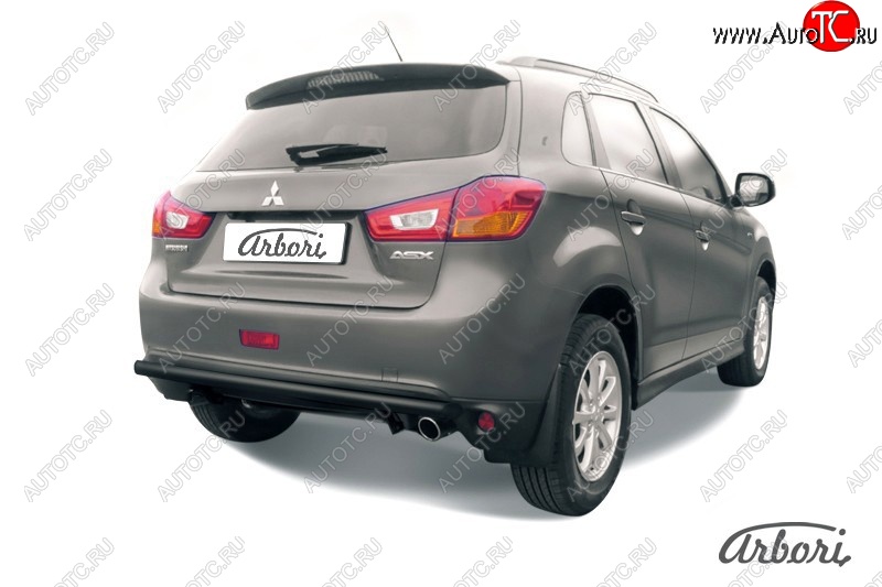 6 029 р. Защита заднего бампера Arbori (черная, 1 труба d57 mm). Mitsubishi ASX 1-ый рестайлинг (2013-2016)  с доставкой в г. Екатеринбург