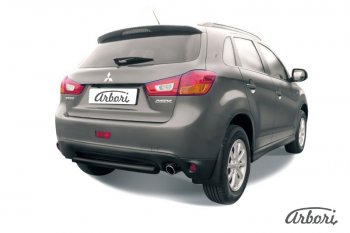 Защита заднего бампера Arbori (короткая, черная, 1 труба d76 mm). Mitsubishi ASX 1-ый рестайлинг (2013-2016)