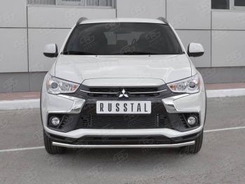 Защита переднего бампера (Ø42 мм, нержавейка) Russtal Mitsubishi ASX 2-ой рестайлинг (2017-2020)