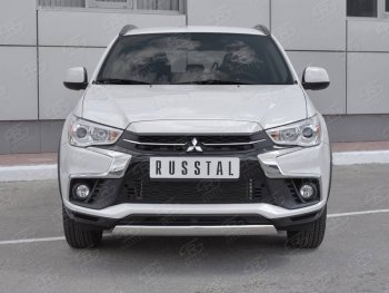 10 349 р. Защита переднего бампера (Ø75x42 мм, нержавейка) Russtal  Mitsubishi ASX (2017-2020) 2-ой рестайлинг  с доставкой в г. Екатеринбург. Увеличить фотографию 1