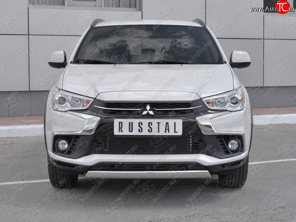 10 349 р. Защита переднего бампера (Ø75x42 мм, нержавейка) Russtal  Mitsubishi ASX (2017-2020) 2-ой рестайлинг  с доставкой в г. Екатеринбург