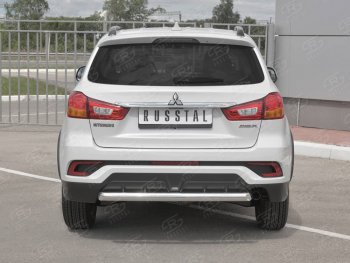 7 649 р. Защита заднего бампера (Ø63 мм, нержавейка) RUSSTAL  Mitsubishi ASX (2017-2020) 2-ой рестайлинг  с доставкой в г. Екатеринбург. Увеличить фотографию 1