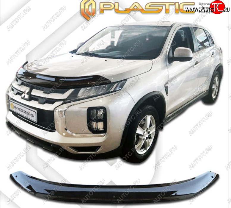 1 839 р. Дефлектор капота на CA-Plastic  Mitsubishi ASX (2019-2024) 3-ий рестайлинг (Classic черный, Без надписи)  с доставкой в г. Екатеринбург