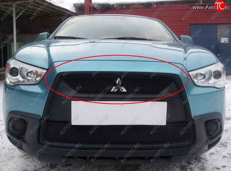 3 799 р. Защитная решётка в воздуховод автомобиля Russtal (черная) Mitsubishi ASX дорестайлинг (2010-2012)  с доставкой в г. Екатеринбург