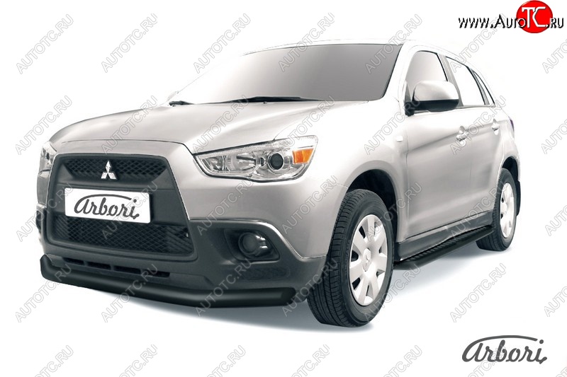 7 739 р. Защита переднего бампера Arbori (черная, 1 труба d76 mm). Mitsubishi ASX дорестайлинг (2010-2012)  с доставкой в г. Екатеринбург