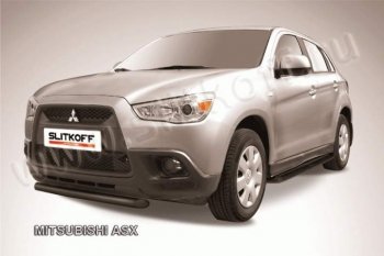 9 799 р. Защита переднего бампера из труб d57 Slitkoff  Mitsubishi ASX (2010-2012) дорестайлинг (Цвет: серебристый)  с доставкой в г. Екатеринбург. Увеличить фотографию 1