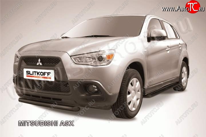 9 799 р. Защита переднего бампера из труб d57 Slitkoff  Mitsubishi ASX (2010-2012) дорестайлинг (Цвет: серебристый)  с доставкой в г. Екатеринбург