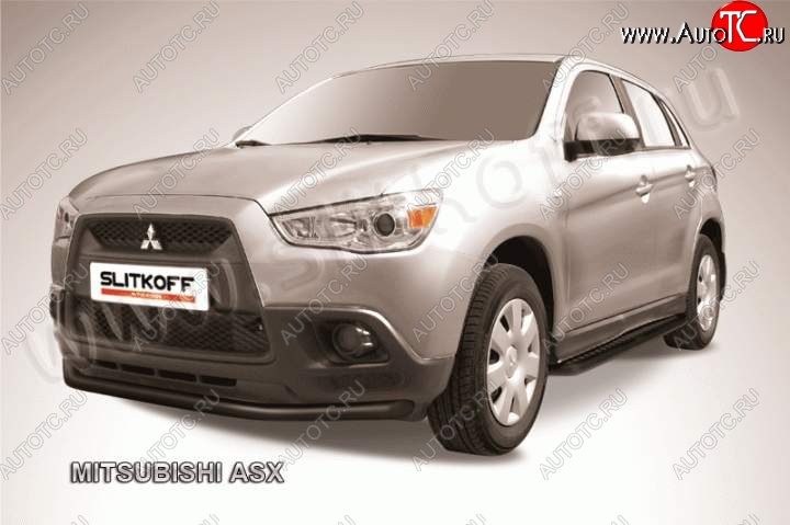 11 999 р. Защита переднего бампера из трубы d57 Slitkoff Mitsubishi ASX дорестайлинг (2010-2012) (Цвет: серебристый)  с доставкой в г. Екатеринбург