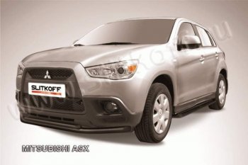 Защита переднего бампера из труб d57/d42 Slitkoff Mitsubishi ASX дорестайлинг (2010-2012)