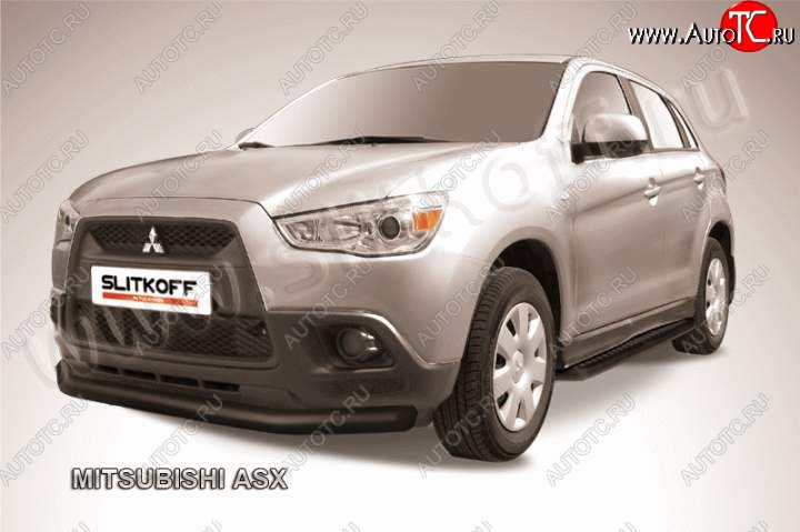 13 099 р. Защита переднего бампера из трубы d76 Slitkoff Mitsubishi ASX дорестайлинг (2010-2012) (Цвет: серебристый)  с доставкой в г. Екатеринбург