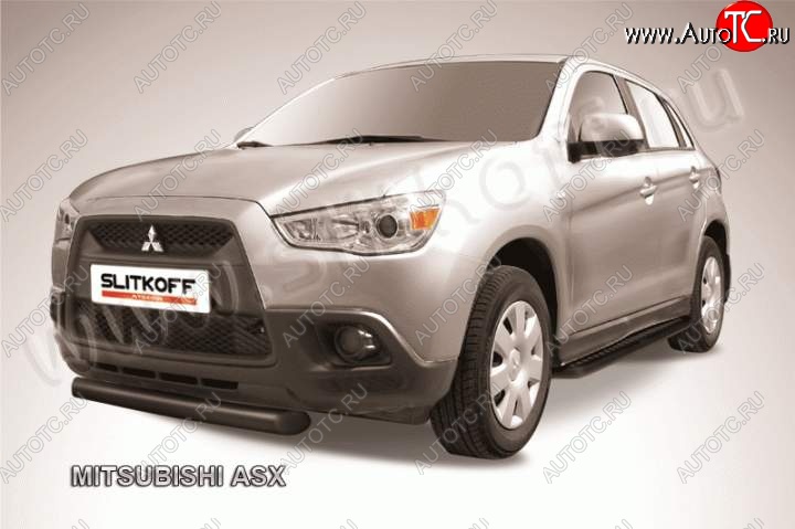 9 999 р. Защита переднего бампера из трубы d76 Slitkoff Mitsubishi ASX дорестайлинг (2010-2012) (Цвет: серебристый)  с доставкой в г. Екатеринбург