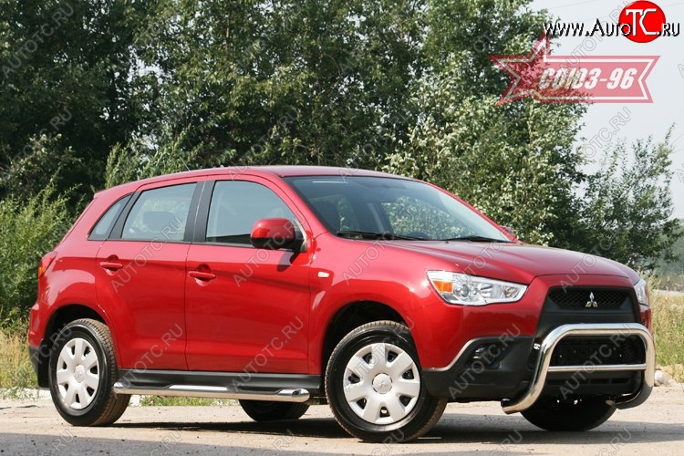 10 934 р. Защита переднего бампера Souz-96 (d76) Mitsubishi ASX дорестайлинг (2010-2012)  с доставкой в г. Екатеринбург